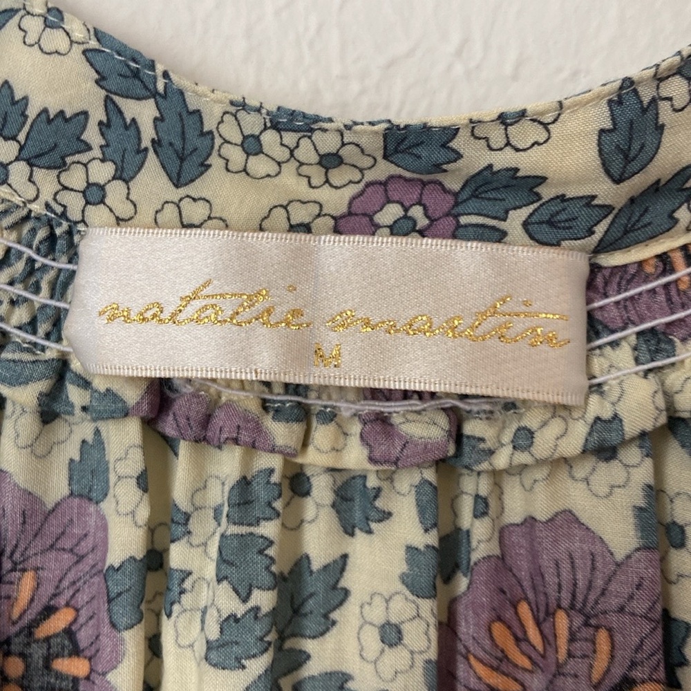 Natalie Martin Cream Floral Mini Dress with Mauve Accents - Picture 5 of 6